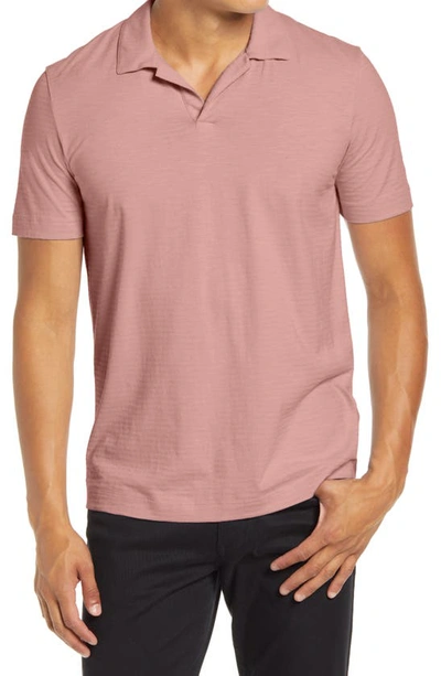 Theory Willem Flame Regular Fit Short Sleeve Slub Jersey Polo In Dusty Pink