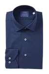 Lorenzo Uomo Travel Cotton Stretch Trim Fit Dress Shirt In Navy
