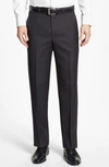 Santorelli Luxury Flat Front Wool Dress Pants In Chgry