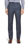 Santorelli Luxury Flat Front Wool Dress Pants In Mdblu