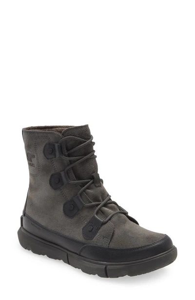 Sorel Explorer Leather-trimmed Suede Boots In Green/ Black