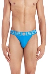 Versace First Line Greca Border Jock Strap In Teal