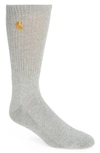 Carhartt Chase Crew Socks In Grey Heather / Gold