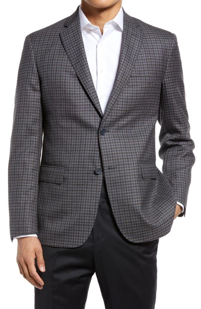 Jb Britches Check Wool Sport Coat In Dark Taupe