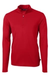 Cutter & Buck Virtue Half Zip Stretch Recycled Polyester Sweatshirt In Red