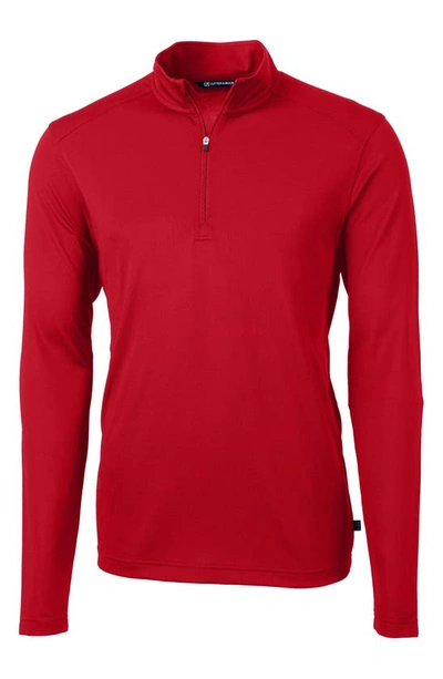 Cutter & Buck Virtue Half Zip Stretch Recycled Polyester Sweatshirt In Red