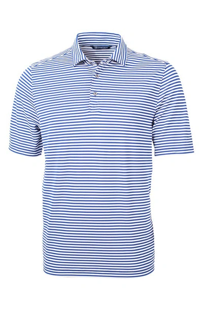 CUTTER & BUCK CUTTER & BUCK VIRTUE PIQUÉ STRIPE RECYCLED BLEND POLO,MCK01168