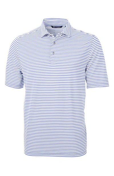 Cutter & Buck Virtue Piqué Stripe Polo In Hyacinth