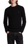 Allsaints Ivar Slim Fit Crewneck Wool Sweater In Jet Black