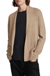 Allsaints Mode Slim Fit Wool Cardigan In Smoked Brown Marl