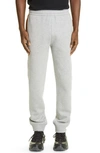 Burberry Check Panel Cotton Blend Joggers In Pale Grey Melange
