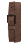 ALLSAINTS PERFORATED & STUDDED LEATHER BELT,AS400144