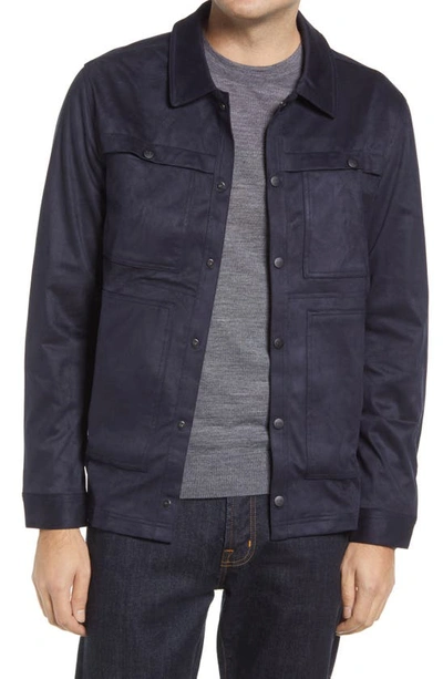 Robert Barakett Faux Leather Renoir Jacket In Navy