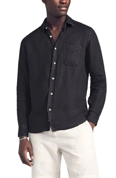Faherty Laguna Linen Button-up Shirt In Washed Black