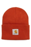 Carhartt Watch Hat Logo-patch Beanie In Red