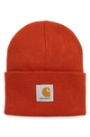 Carhartt Watch Hat Logo-patch Beanie In Orange