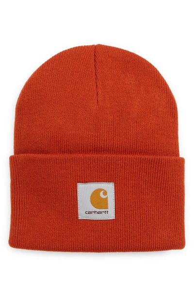 Carhartt Watch Hat Logo-patch Beanie In Red