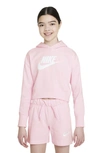 Nike Sportswear Kids' Club Crop Hoodie In Pink Foam/ White