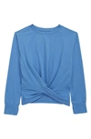 Zella Girl Kids' Organic Cotton Blend Twist T-shirt In Blue Yonder