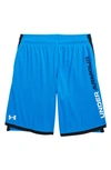 Under Armour Kids' Ua Stunt 3.0 Performance Athletic Shorts In Blue Circuit / Black / White