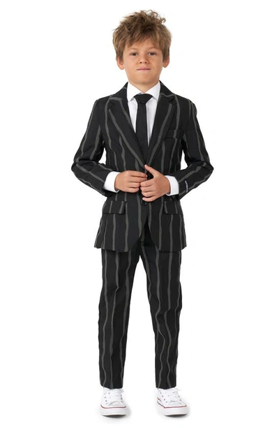 Opposuits Kids' Suitmeister Oversize Pinstripe Two-piece Suit With Tie In Black