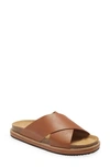 Free People Sidelines Slide Sandal In Tan Leather