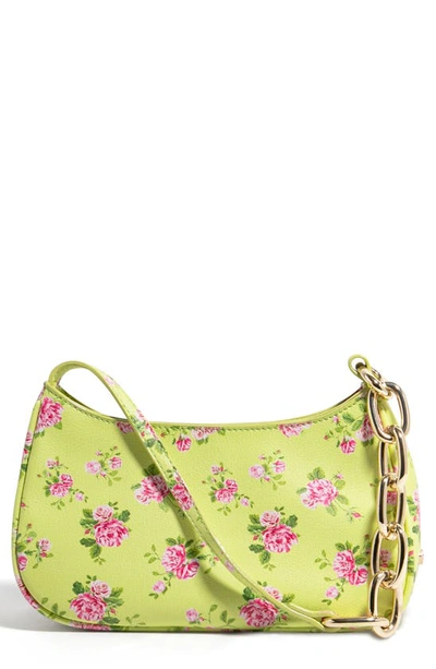 House Of Want Newbie Vegan Leather Shoulder Bag In Green Floral