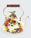Mackenzie-childs Mackenzie Childs White Flower Market 3-quart Enameled Steel Teapot In Multi