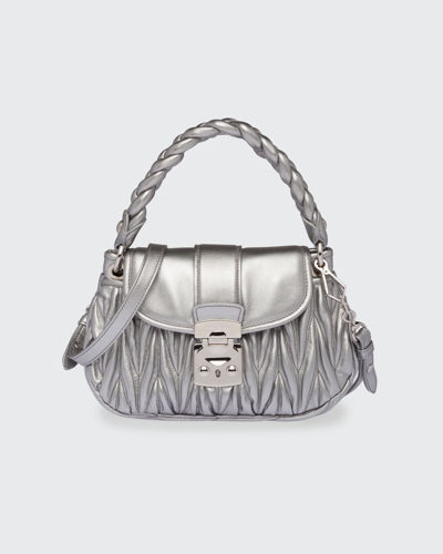 Miu Miu Coffer Matelasse Top Handle Bag In F0135 Cromo