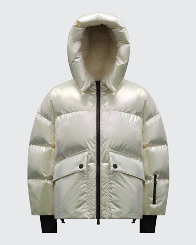 Moncler Tillier Puffer Jacket With Fur-lined Hood In Mink Brn