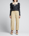 Ulla Johnson Mirelle Ruffled Ruched Satin Halterneck Blouse In Noir