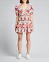 Loveshackfancy Rena Mini Floral Dress In Rush Of Red
