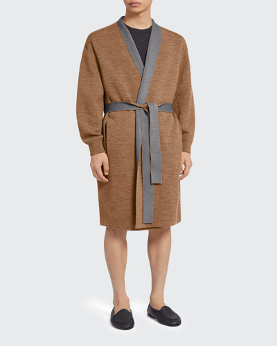 Ermenegildo Zegna Men's Wool Bicolor Robe In Md Brw Sld