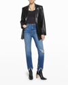 Jonathan Simkhai Standard River High Waist Distressed Straight Leg Jeans In Distressed Atlant