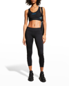 Versace La Greca Monogram Print Sports Bra In Black Blue