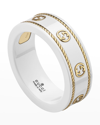 Gucci Icon Interlocking G Zirconia And 18kt Gold Ring In Yg