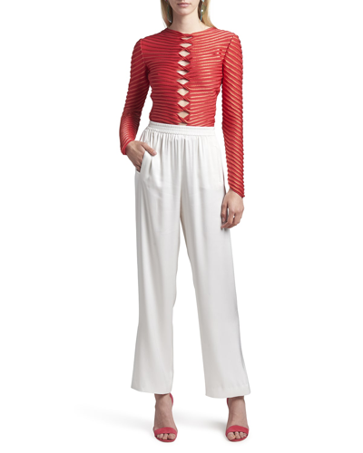 Giorgio Armani Silk Relaxed-leg Trousers In Solid White