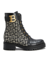 Balmain Black Jacquard Monogram Ranger Romy Boots In Ivoire Noir