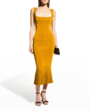 Galvan Atalanta Pleated Stretch-knit Midi Dress In 721sun