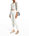 Alo Yoga Gathered Long-sleeve Crop Top In Ivory