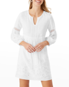 Tommy Bahama St. Lucia Split Neck Linen Blend Cover-up Dress In White