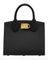Ferragamo Studio Box Mini Leather Top-handle Bag In Nero