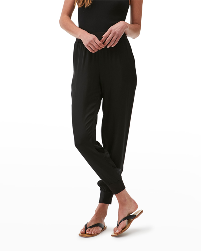 Michael Stars Lidia Satin Jogger Trousers In Black