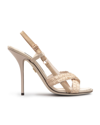 Dolce & Gabbana 105mm Ruched Satin Strappy Slingback Sandals In Nude