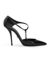 DOLCE & GABBANA POINTED PATENT LEATHER ANKLE-STRAP PUMPS,PROD247400093