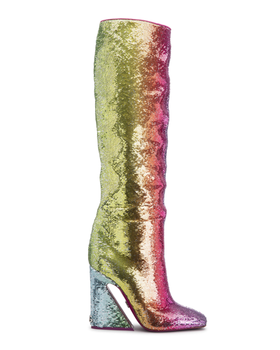 Dolce & Gabbana Rainbow Sequin Knee-high Tall Boots In  display picture 2