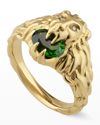GUCCI 18K LION HEAD RING IN GREEN,PROD246350077