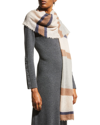 Bajra Striped Cashmere Stole In Grey/beige/taupe/