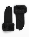 Pia Rossini Monroe Touch Screen Gloves W/ Faux-fur Cuffs In Bla001 Black