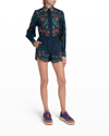 Chloé Broderie Anglaise Cotton-poplin Shorts In Multicolor Blue 1